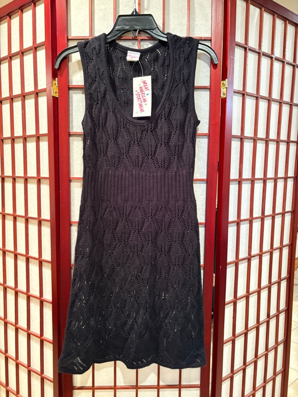 Sleeveless Black Knit Mini Dress by